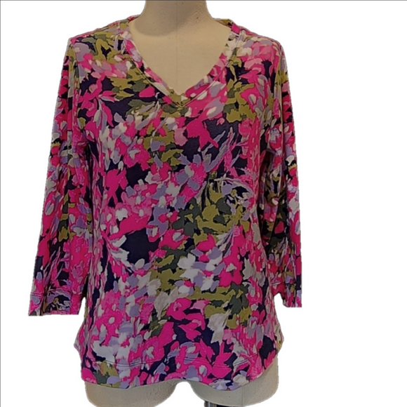 Chico's Pink 3/4 Sleeve Relaxed Pull-over top - Picture 1 of 6